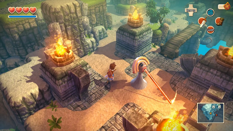 Exploring ancient ruins in Oceanhorn.